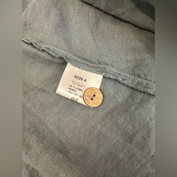 Yuvita linen collared maxi wrap dress size medium in grey green - Picture 12 of 16